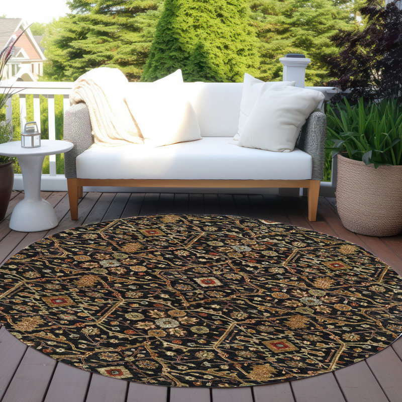 Tapis noir intérieur / extérieur lavable à la machine Segin ACN1130, Rond 8 pi