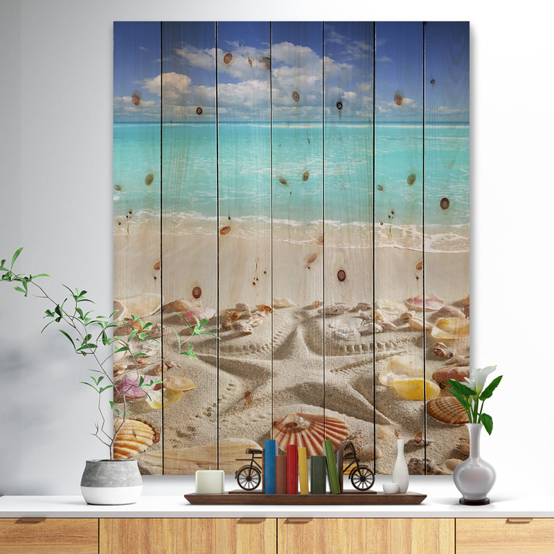 Étoile de mer plage des Caraïbes - impression, H 20 po x l 15 po x P 1 po, Bois