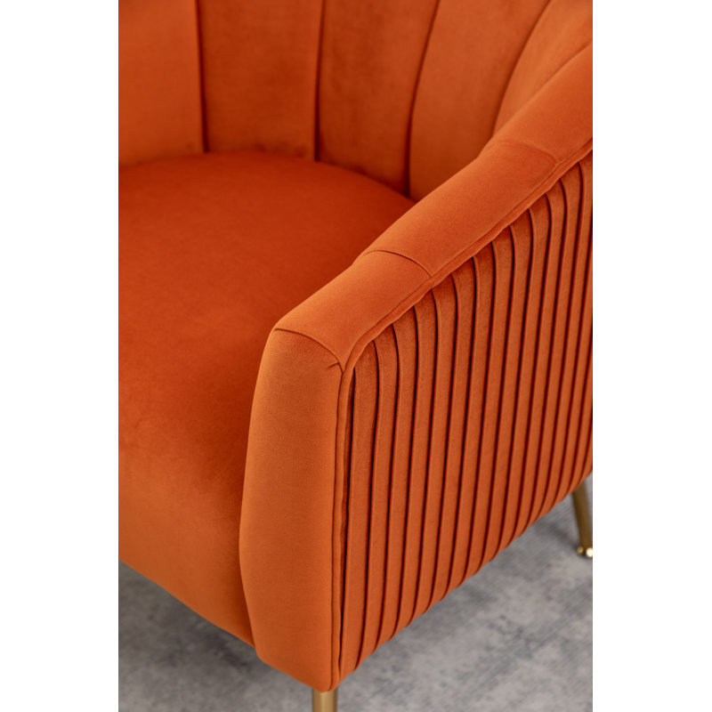 Mariantonietta Velvet Barrel Chair, Orange Velvet