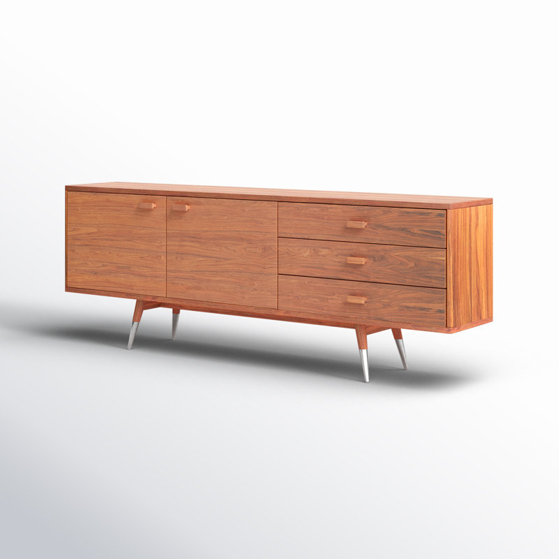 Gardner 3 Drawer Walnut and Birch Solid Wood Sideboard, 30.5" H x 82.5" W x 16" D