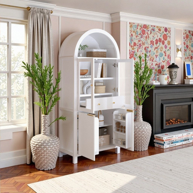 Buffet de rangement 71 po en MDF, Blanc