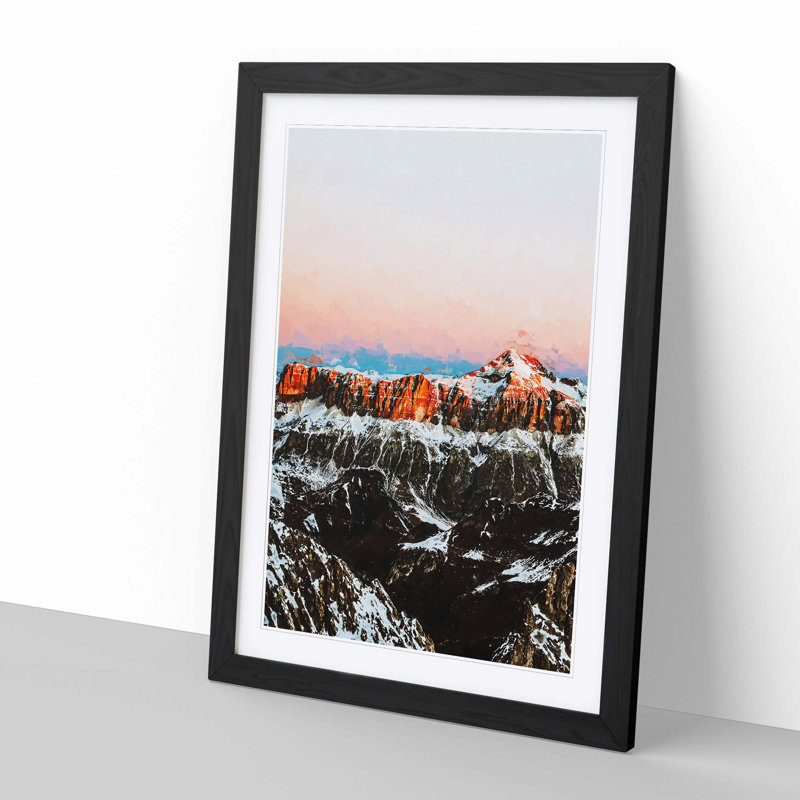 Pink Capped Mountains in Italy - Framed Print, Black, 76cm H x 50cm W x 2cm D