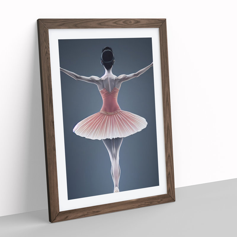 Ballerina Poised - Single Picture Frame Painting, 64cm H x 46cm W x 2cm D, Walnut Framed