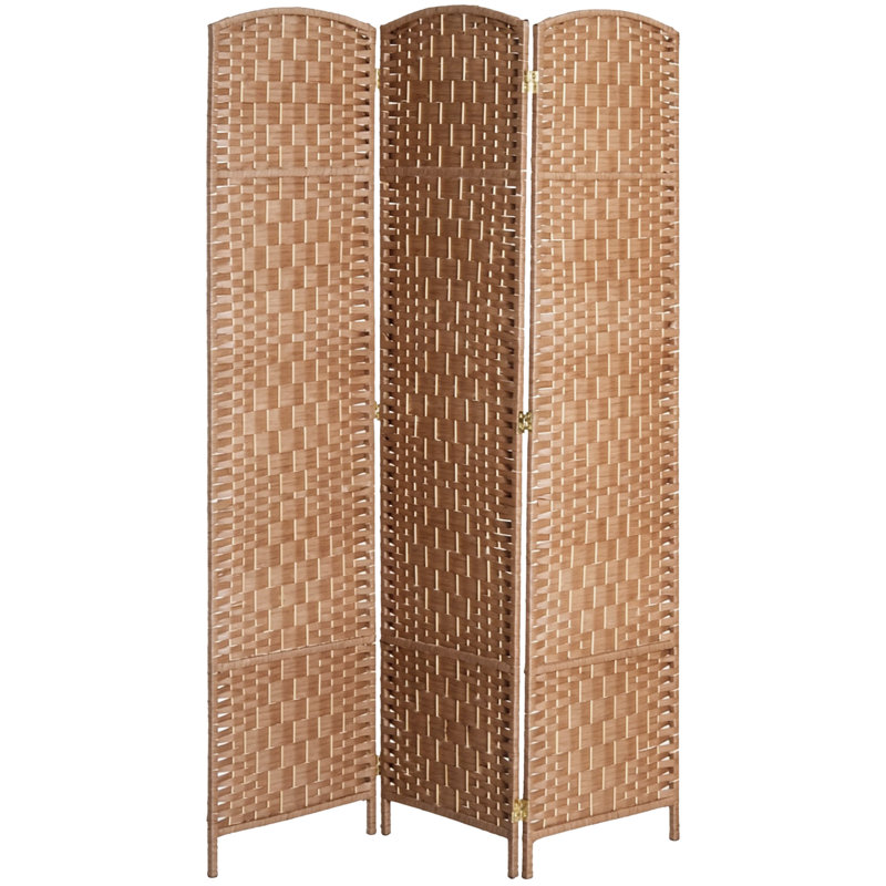 Folding Room Divider, 6' Tall Wicker Weave 3 Panel Room Divider Wall Divider