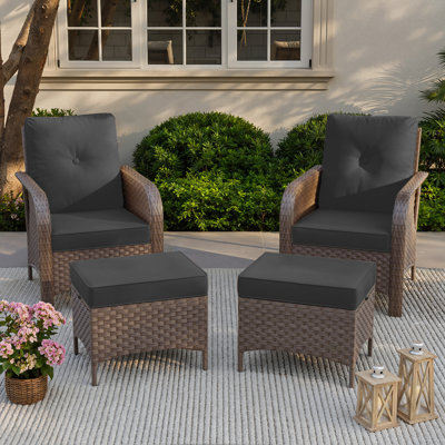 Ashar Wicker 2 - Person Patio Conversation Set with Cushions