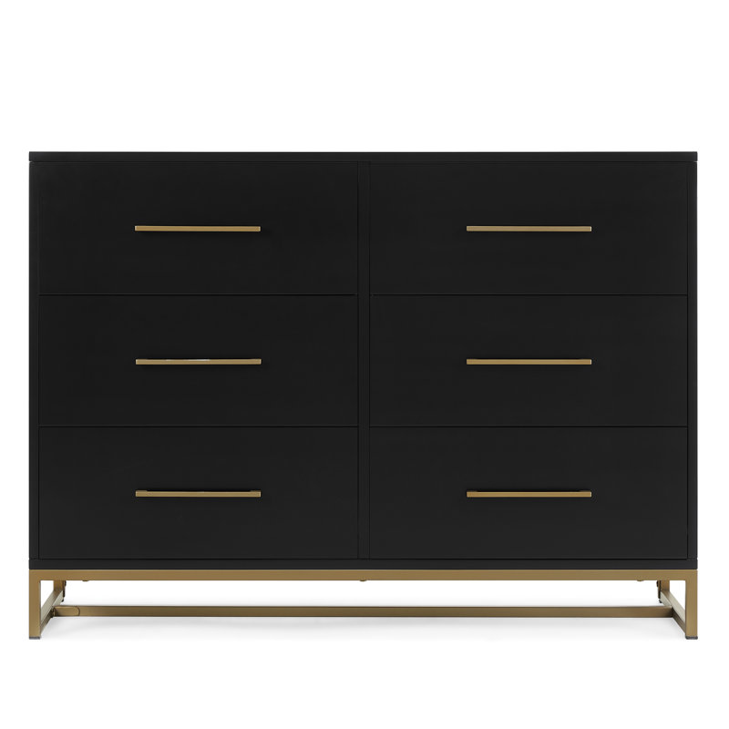 Delta Children Jade 6 Drawer Dresser With Interlocking Drawer System, Black