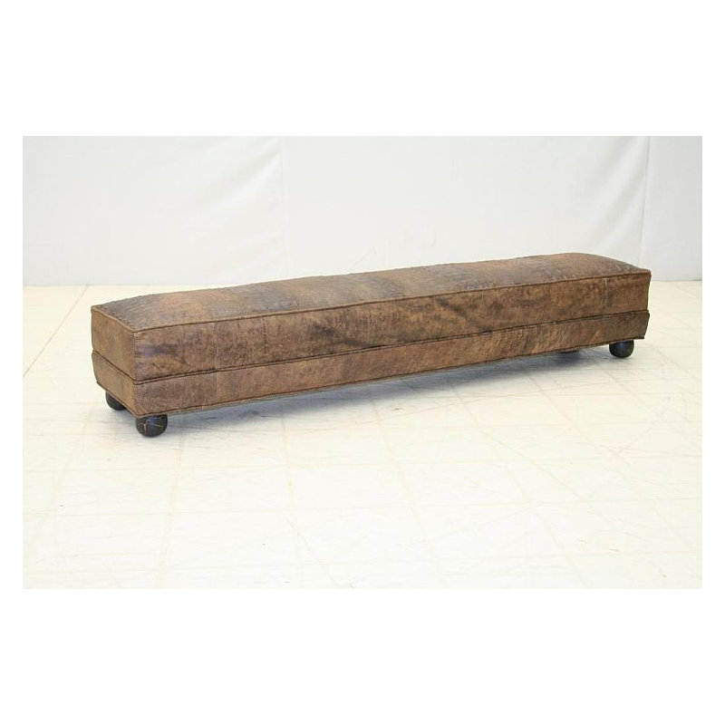 Leather Bench, Hair Hide Black, Brushy Bayou