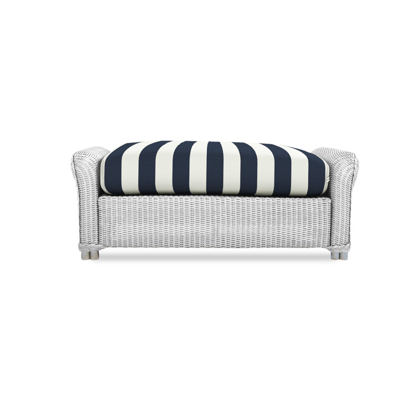 Reflections Outdoor Ottoman, White, Demo Oatmeal