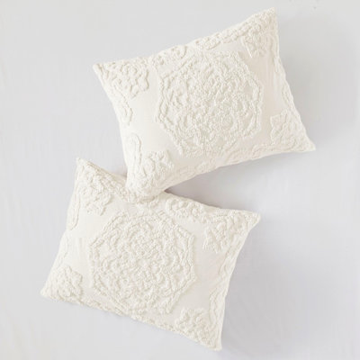 Édredon en coton chenille Medallion 3 pour très grand / très grand lit avec énigme