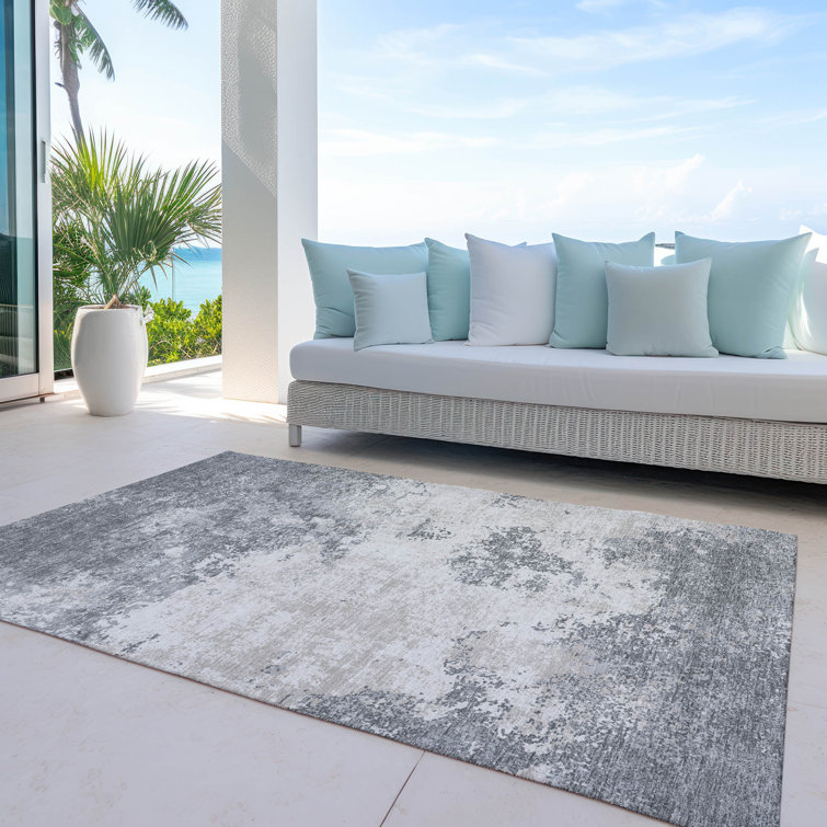 Machine Washable Indoor/Outdoor Chayden ACN1027 Black Rug
