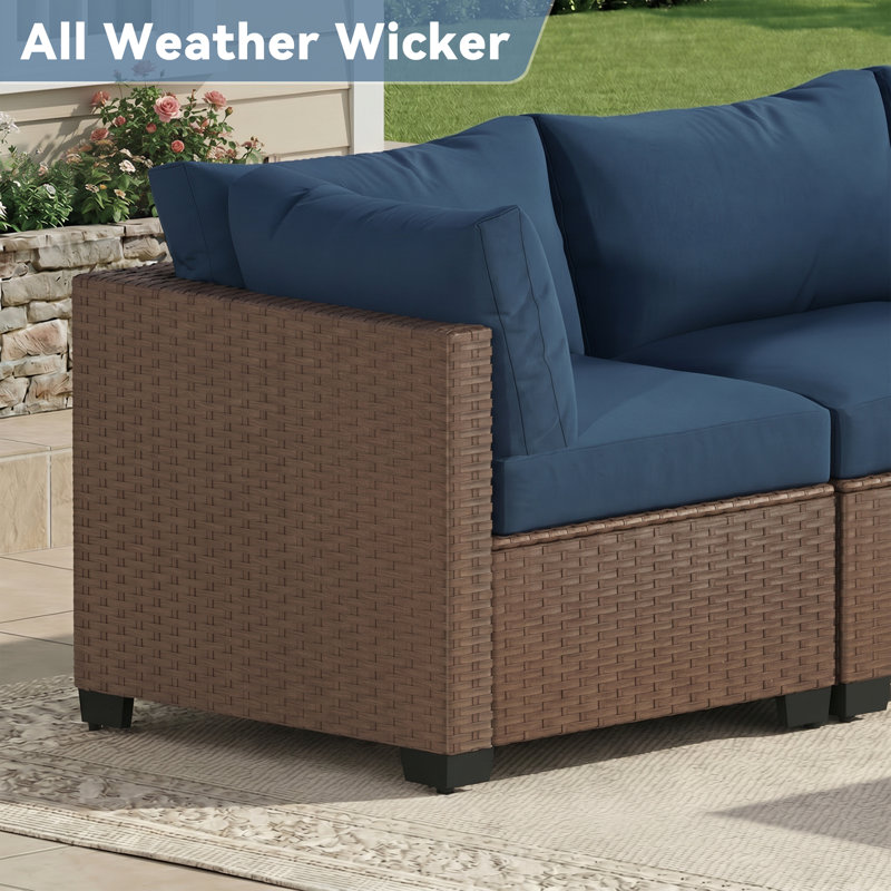 7 Piece Sectional Seating Group With , Coffee Table, 6317Bu-B, Blue