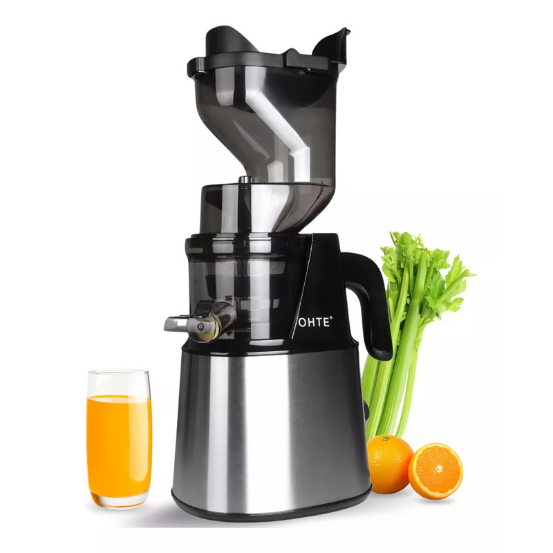 Extracteur de jus pressé à froid 300 W Intexca, goulotte d'alimentation 5,1 po, silencieux, séparateur de pulpe, acier inoxydable