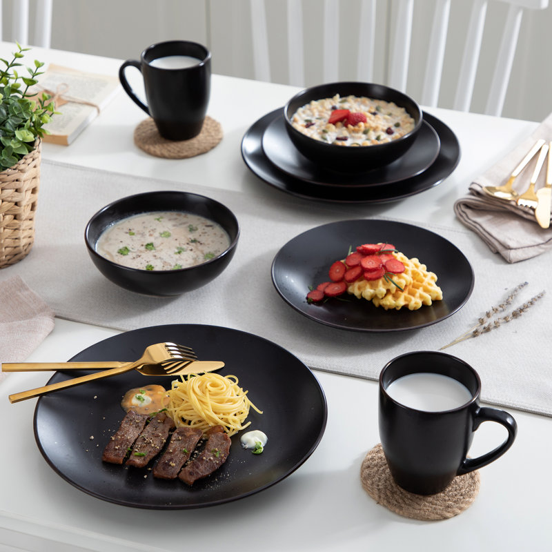 Elegant White Ceramic Dinnerware Set - Service for 4