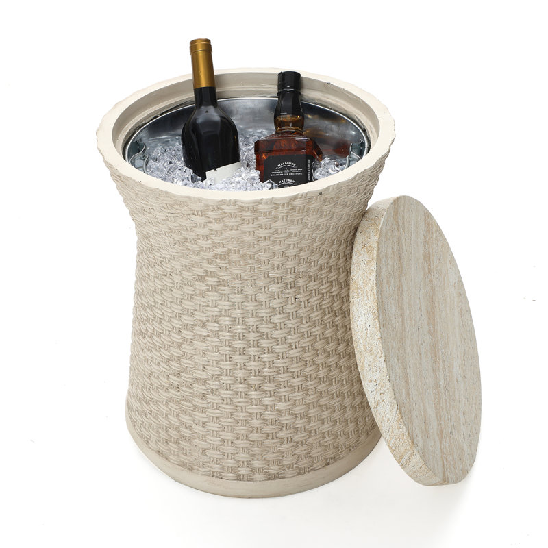 Table d'appoint Modern MgO avec seau à glace, refroidisseur de boisson extérieur