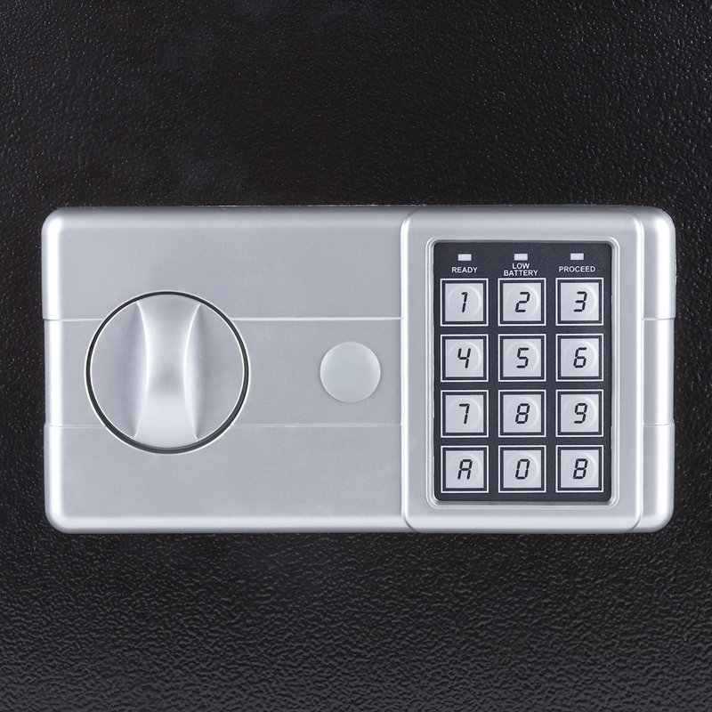Stalwart Digital Safe - Compact Steel Money Security Box with Electronic Keypad and Manual Override Keys - Strongbox for Valuables