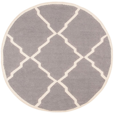 Tapis gris en laine et coton tissé à la main et à plat Brambach