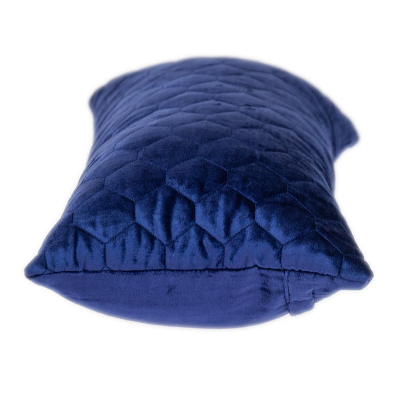 Housse de coussin rectangulaire en polyester / mélange de polyester, Velours orange touffeté matelassé, H 14 po x l 24 po