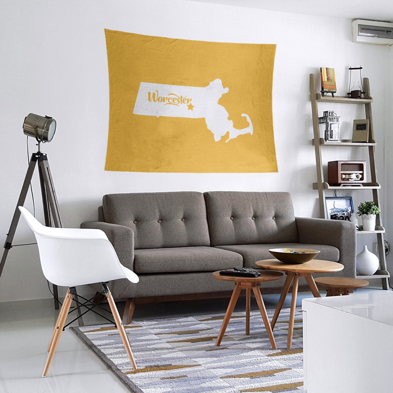 Tapisserie murale Worcester, Massachusetts, H 68 po x l 80 po, Jaune