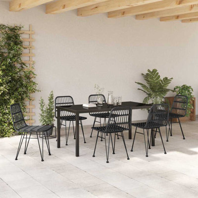 7 Piece Garden Dining Set Poly Rattan