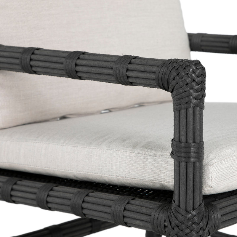 Newport Patio Dining Armchair with Cushions, No Welt, Verona Silver, Onyx