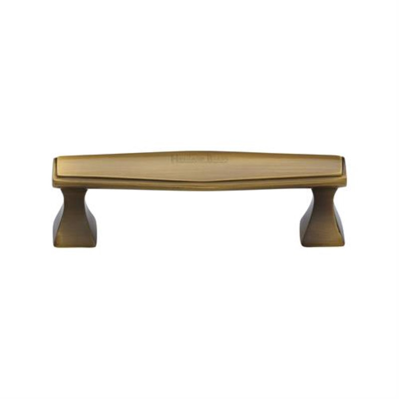 Heritage Brass Heritage Cabinet Pull Deco Design, Antique Brass, 2.5cm H x 11.3cm W x 3.5cm D