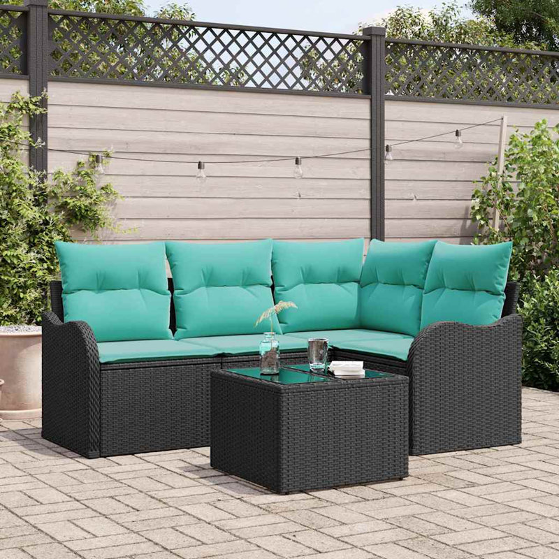 Ensemble de canapé de jardin avec coussin 5 pièces Vidaxl, Coussin rouge / cadre brun