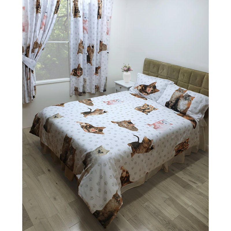 CUTE KITTENS Andreiana Cotton Blend Duvet Cover Set Set, Single Duyet Cover + 1 Standard Pillowcase