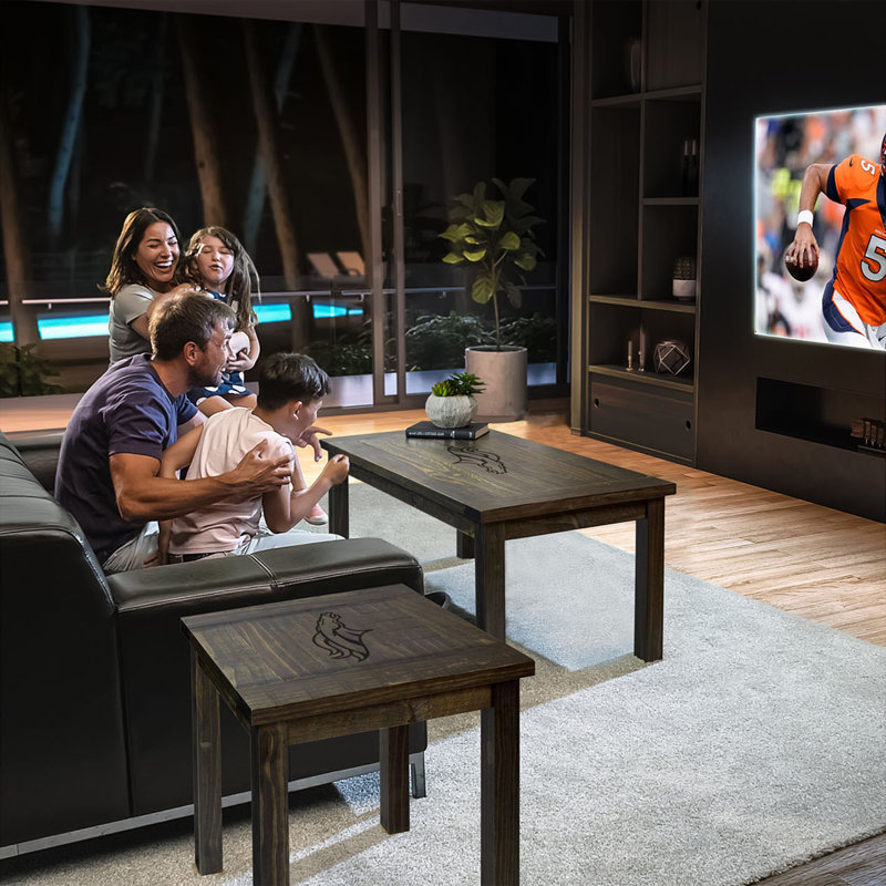 Table basse NFL, Gris patiné, Broncos de Denver