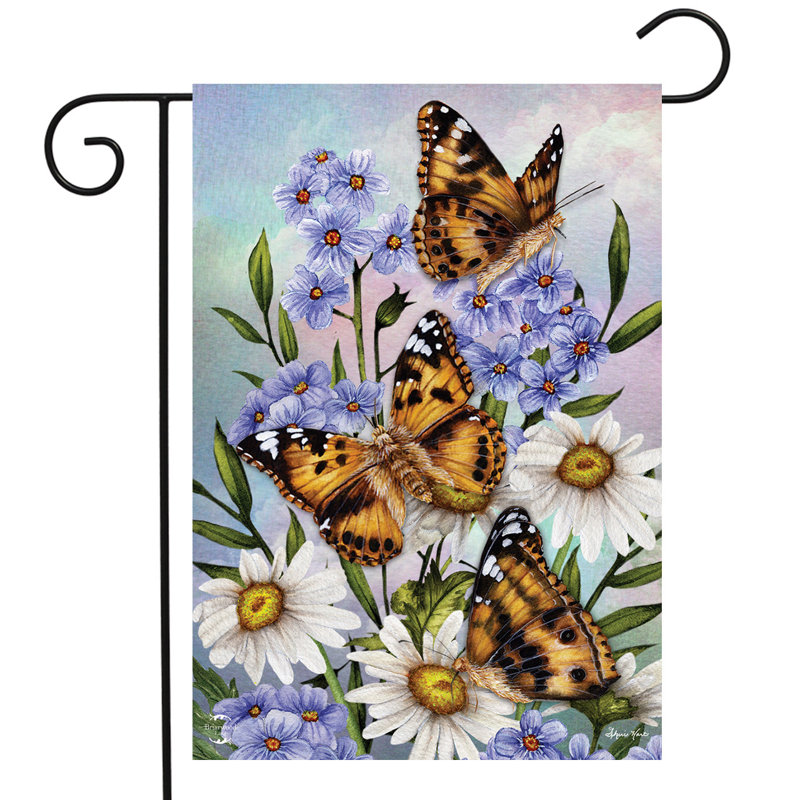 Drapeau de jardin marguerites et monarques