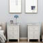 ensemble de 2 tables de chevet 3 tiroirs blanches avec station de charge et ports USB et prises de courant, table de chevet / table de bout moderne en bois pour chambre à coucher-765750849