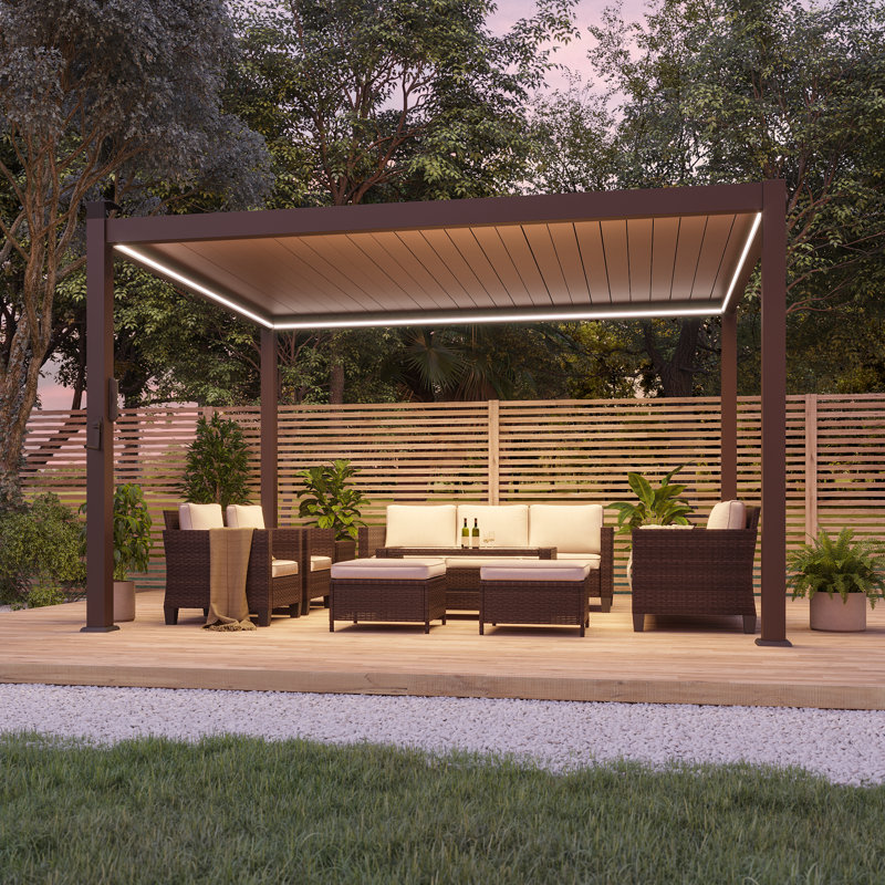 Cadre en aluminium avec pergola à lumière solaire, H 8 pi x l 10 pi x P 13 pi