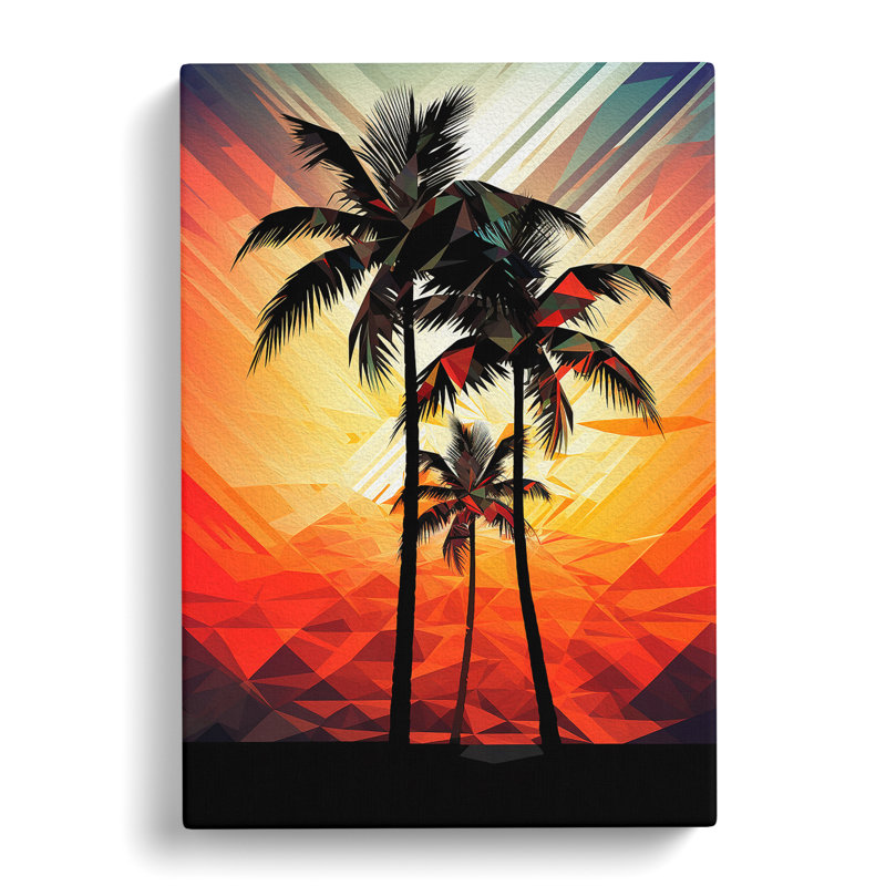Palm Tree Geometric No.2 - Wrapped Canvas, 76cm H x 50cm W x 3cm D