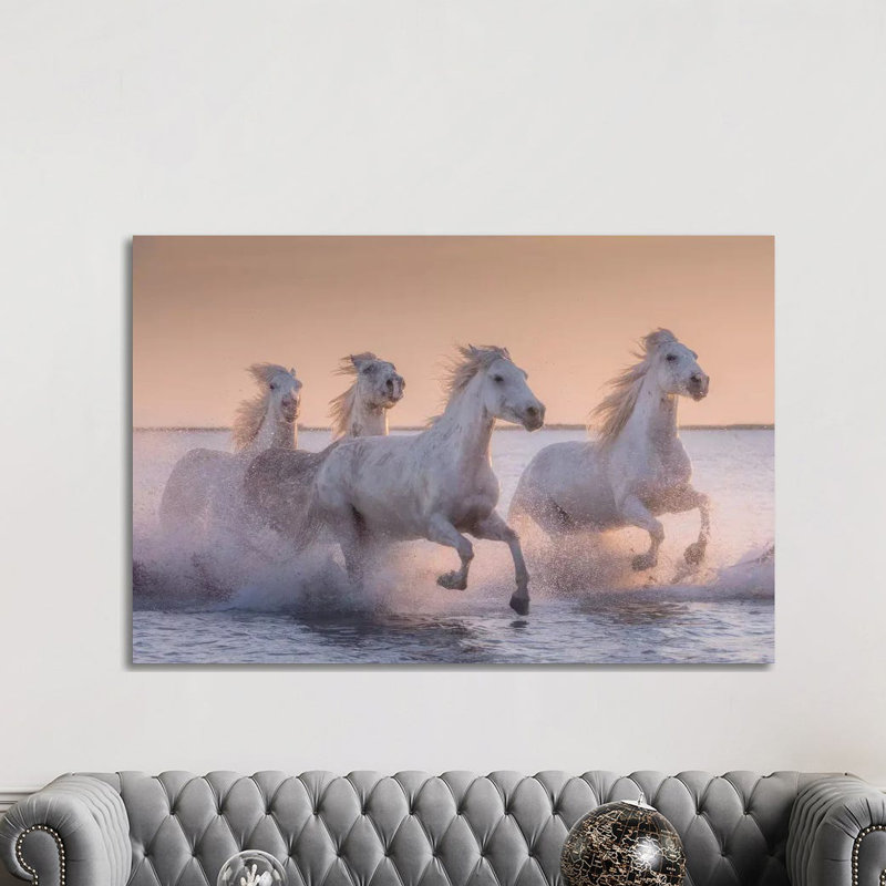 White Angels Of Camargue XVII by Daniel Kordan - Print on Canvas, Wrapped Canvas, 101.6 cm H x 66.04 cm W x 3.175 cm D
