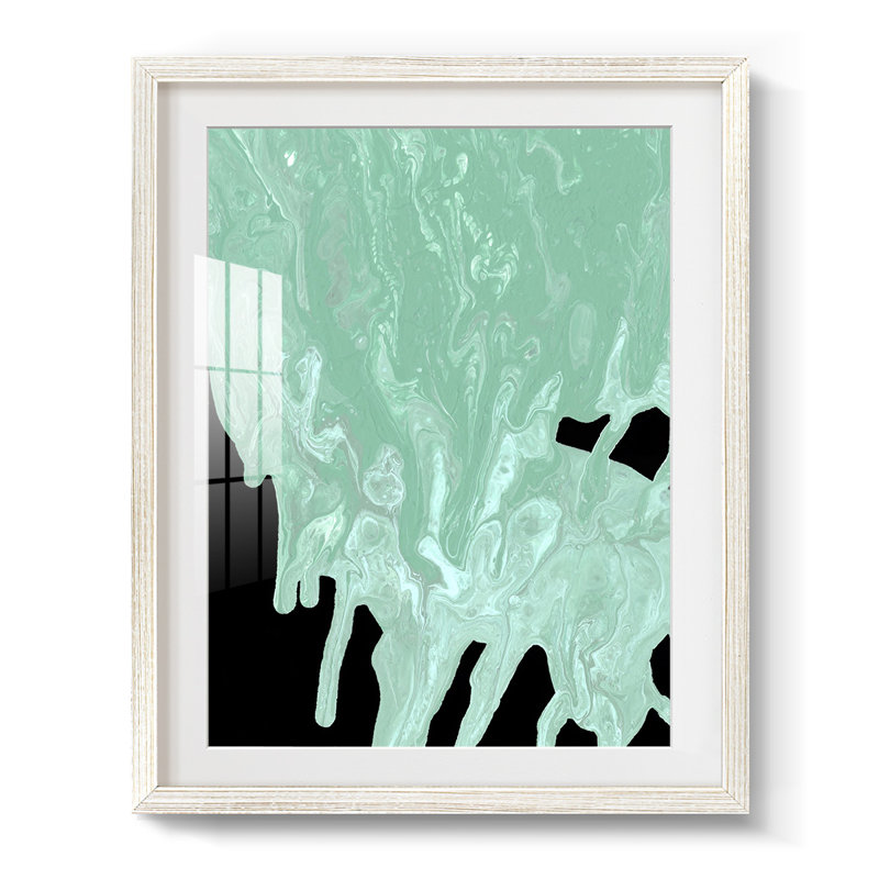 Bleu sarcelle cascade I - impression encadrée, H 28,5 po x l 20,5 po, Blanc