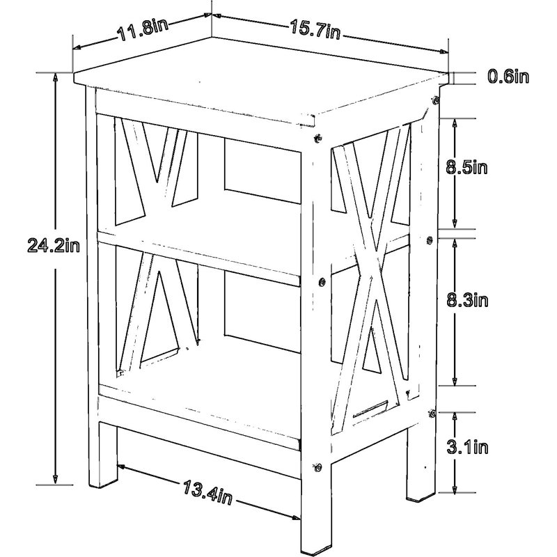 Modern X-Design Nightstand Set Of 2 With Storage Shelves, Versatile End Table For Bedroom, Living Room, And Office