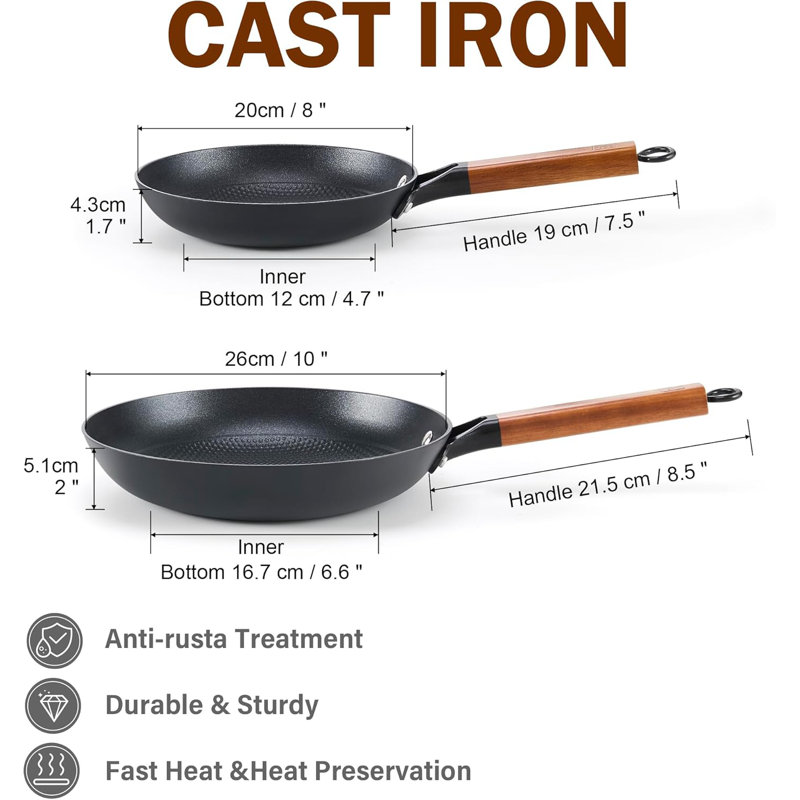 D&M Cast Iron Skillet Frying Pan - Thumbnail 4