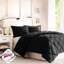 Édredon très grand avec 3 m - noir, réversible, matelassage à losanges, duvet synthétique, 2 taies décoratives, antitaches, taille magnifique, style innovant