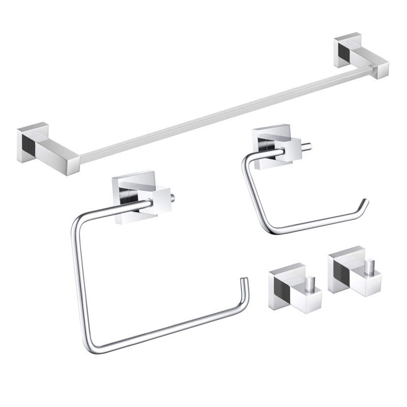 Ensemble de quincaillerie de salle de bain 5 pièces, Chrome