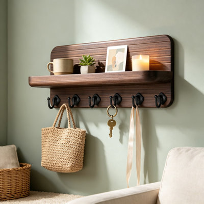 Porte-clés mural, organisateur de courrier mural avec crochets, porte-clés suspendu en bois pour la décoration intérieure du couloir