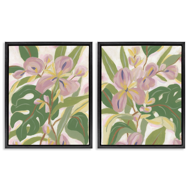  «Tropical Irises Abstraction», ensemble de 2 toiles flottantes encadrées par June Erica Vess, H 31 po x l 25 po