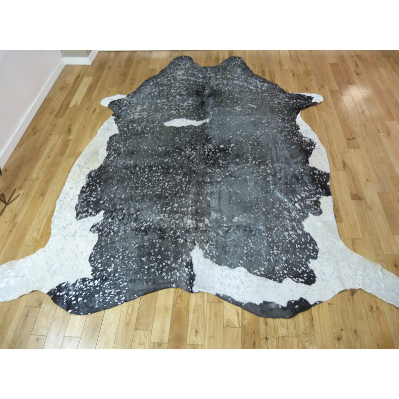 Black And White With Silver Metallic Cowhide Rug