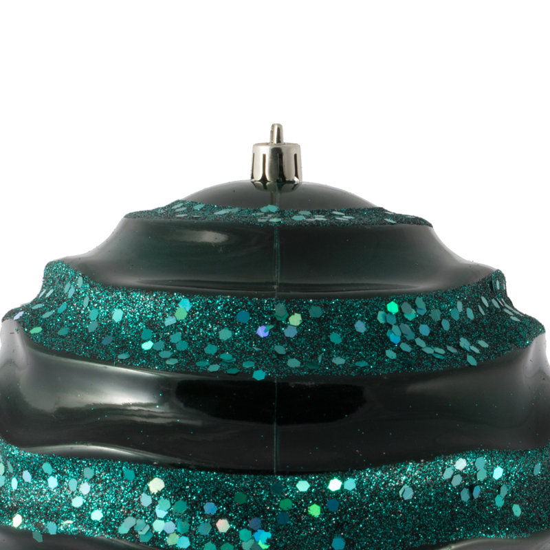 Ornement de Noël boule ondulée, H 6 po x l 6 po x P 6 po, Bleu mer