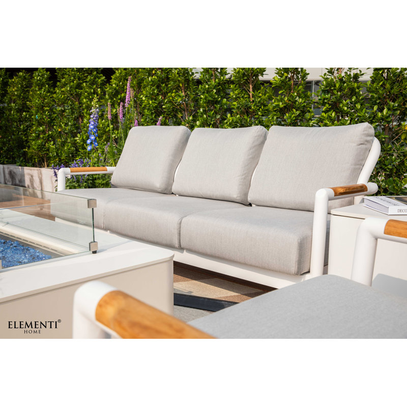 Canapé de patio en aluminium thermolaqué de 81,9 po avec coussins Sunbrella® de qualité commerciale Santorini