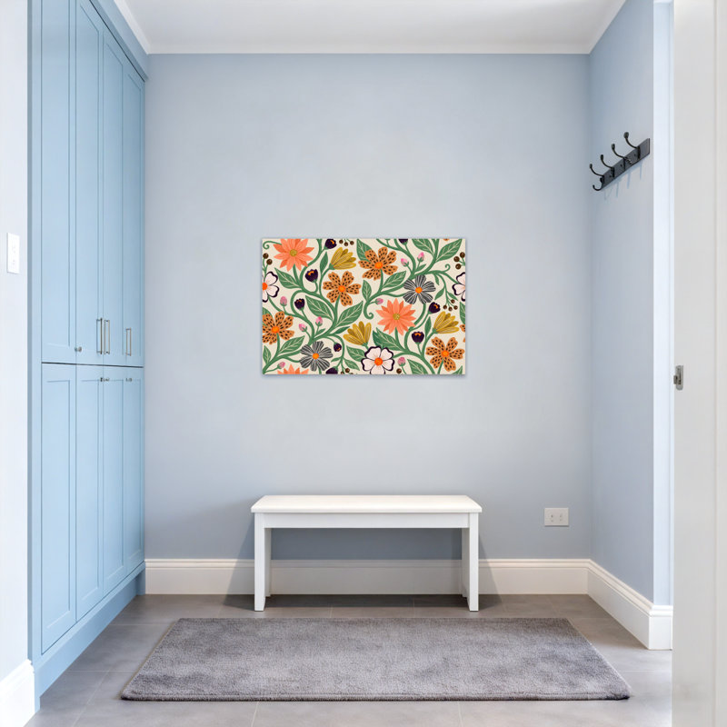 Plantes et fleurs à motif floral avec des couleurs vives et des feuilles Z251224084240944103