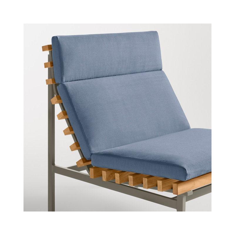 Perch Outdoor Teak Chaise Lounge, Charcoal, Sunbrella Haze