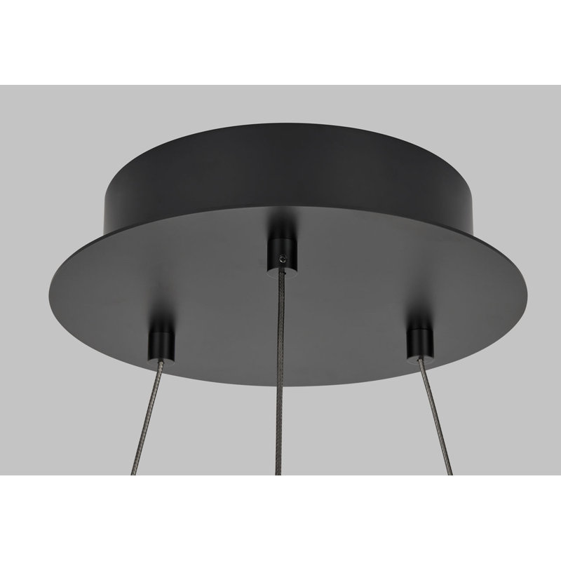 Grace 1 - Light LED Chandelier, 3.5" H x 35.8" W x 35.8" D, Matte Black, Weathered Oak
