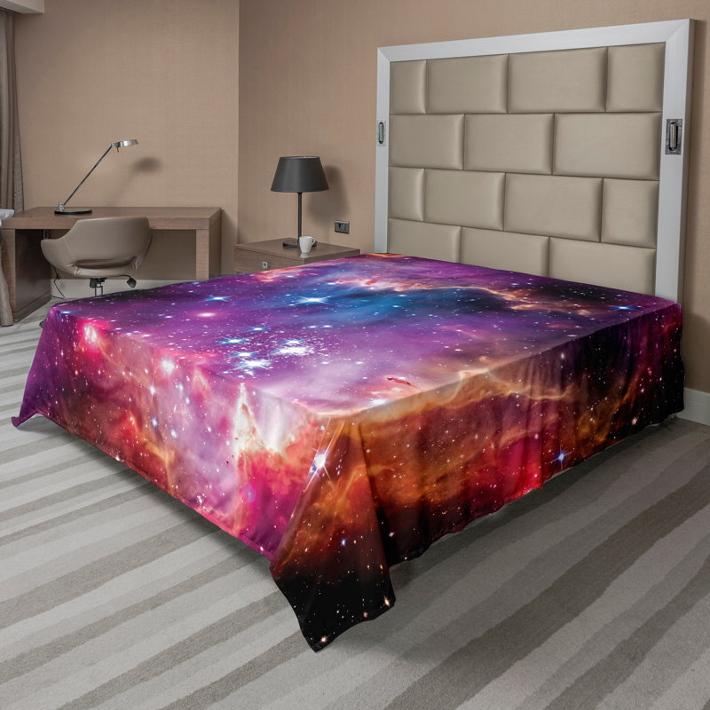 Drap-housse Ambesonne Cosmos Top Magellanic Cloud Stars Mauve Bleu Orange, Très grand californien