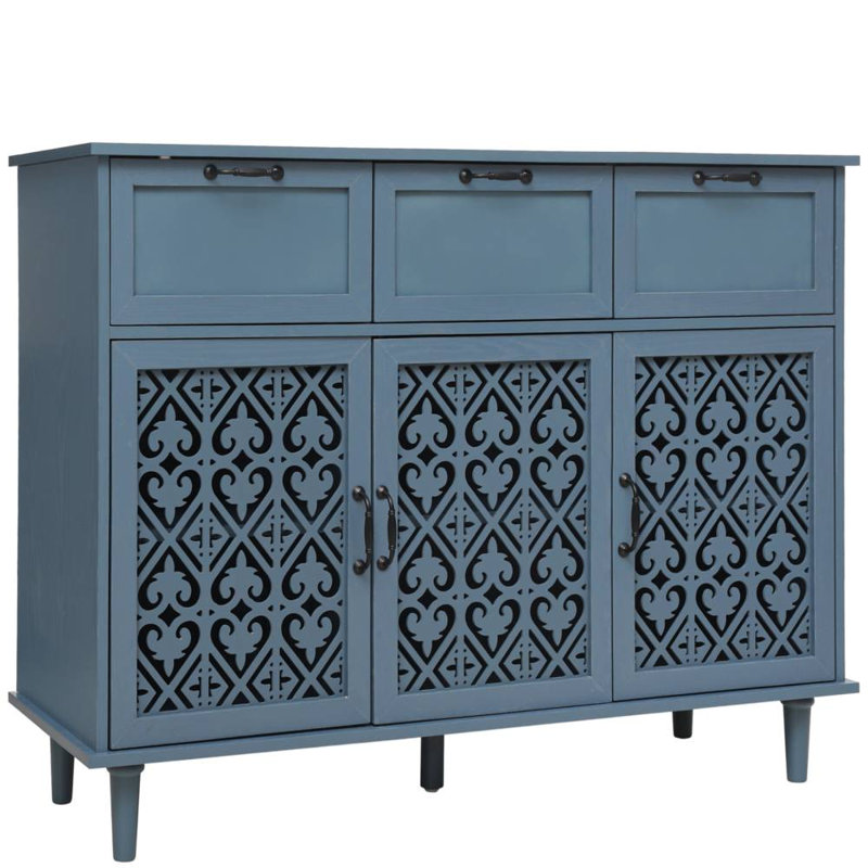 Armoire 3 tiroirs 3 portes (bleu)