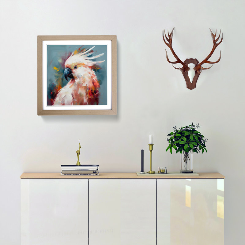Cockatoo Abstract Expressionism - Framed Print, Oak