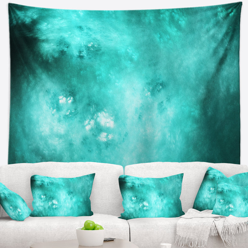 Bleu ciel abstrait avec étoiles tapisserie, H 32 po x l 39 po